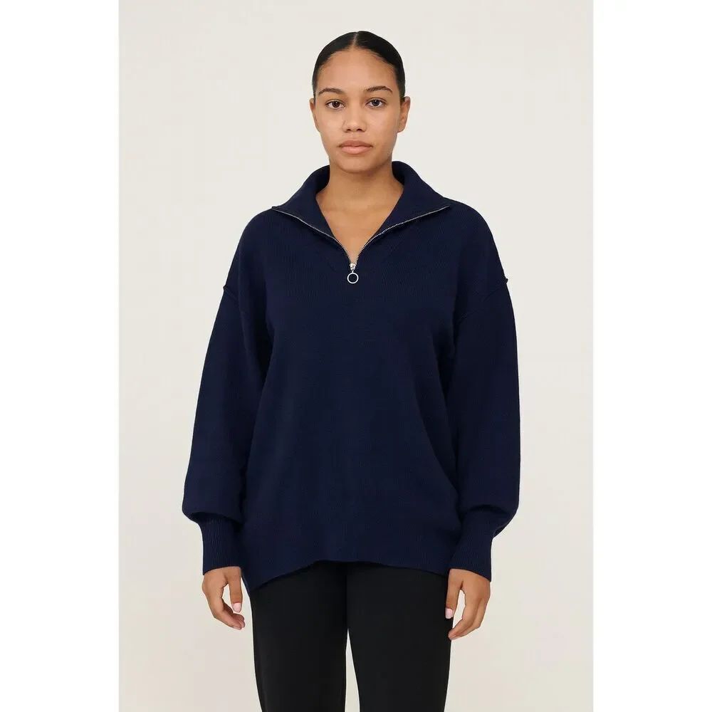 Lillusory navy quarter zip oversized sweater large